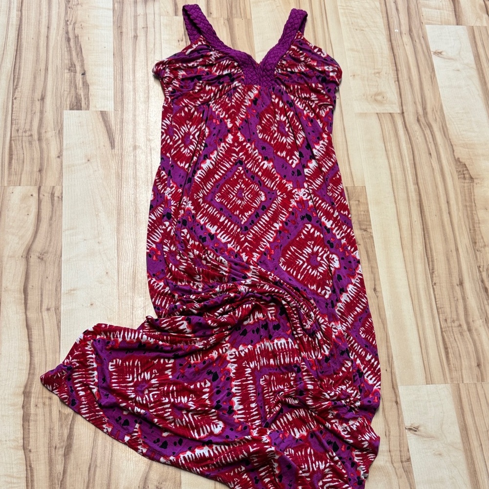Design History Magenta and Red Printed Maxi Dress